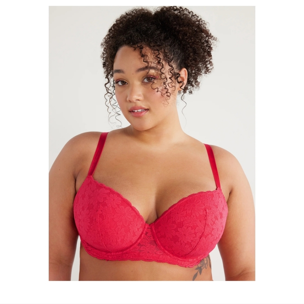 40D Red Lace Underwire Balconette Bra New